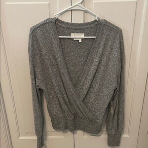 Anthropologie Gray V-Neck Sweater